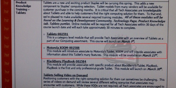 Staples internal document