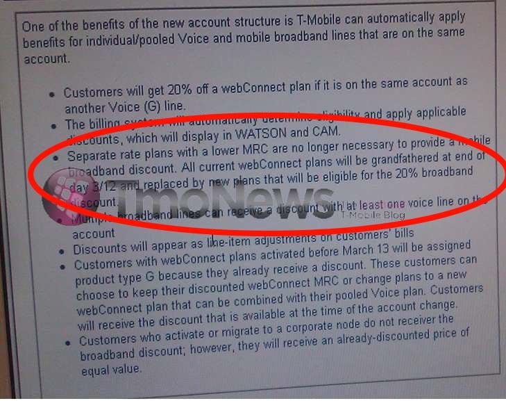 T-Mobile webConnect mobile broadband may get a discount