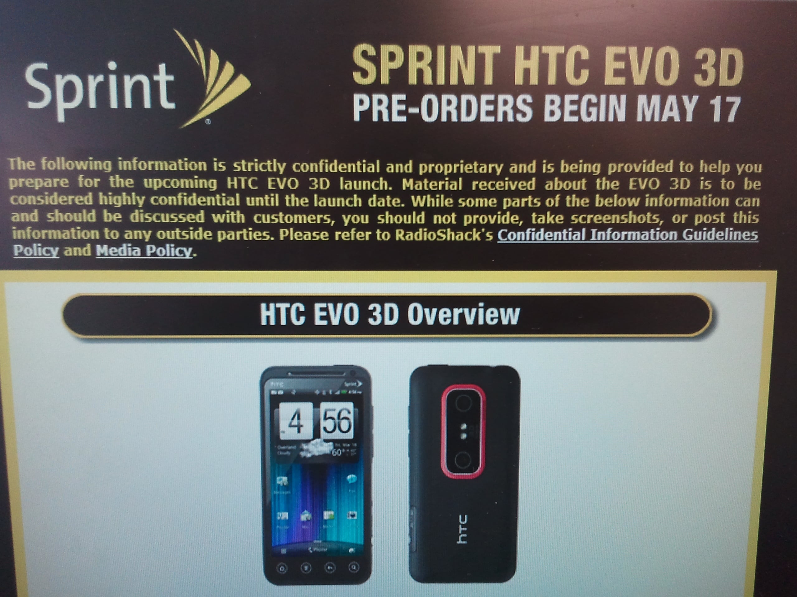Preorder the HTC EVO 3D today from Radio Shack