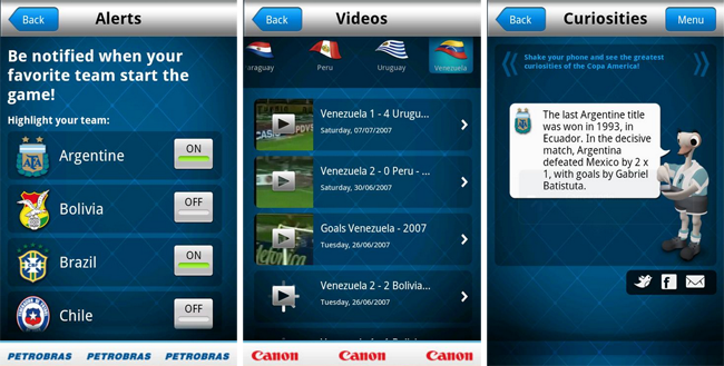 2011 Copa America mobile app