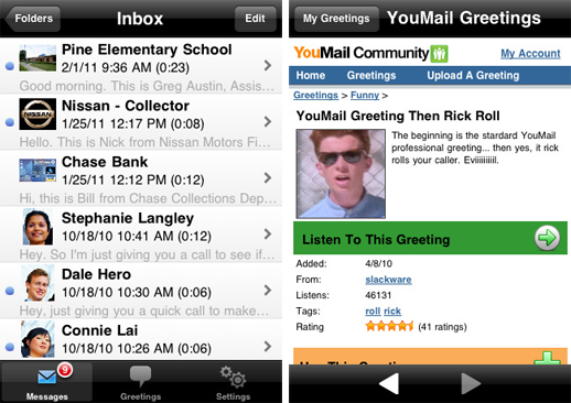 YouMail screenshots