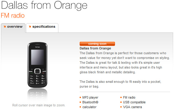 Orange Dallas is a dirt cheap feature phone
