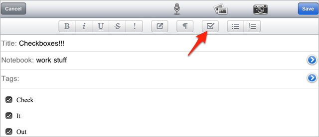 Evernote for iOS updated with improved text handling, checkboxes and iOS 5 support
