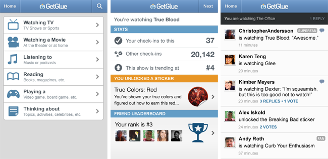 GetGlue's Android app, mobile website get real-time TV conversations, too