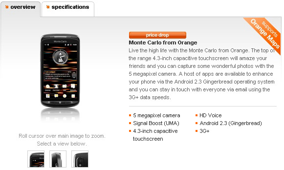 Orange Monte Carlo drops to 119 GBP on PAYG