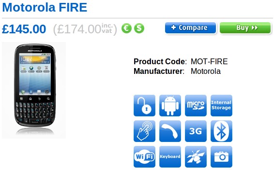 Two QWERTY Android smartphones Motorola Fire and ZTE Tureis now available in the UK