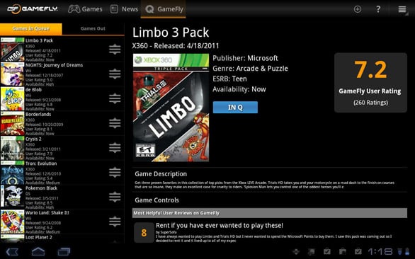 Video game rental service GameFly updates its Android app