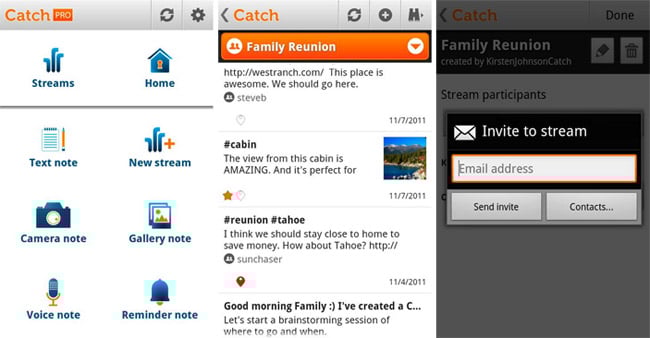 Note-taking service Catch adds Streams, makes collaboration easier