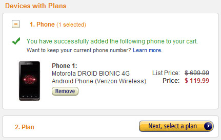 Verizon's Motorola Droid Bionic now available for $119 at Amazon