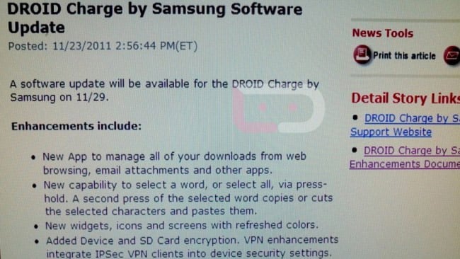 Verizon's DROID Charge getting Gingerbread update on November 29
