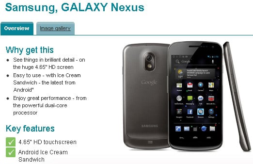 Galaxy Nexus gets its page at Vodafone UK