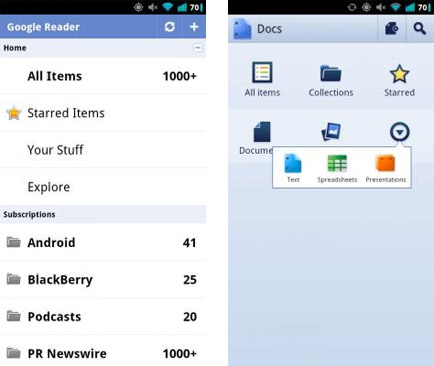 Google Reader and Google Docs Android apps get ICS design makeovers