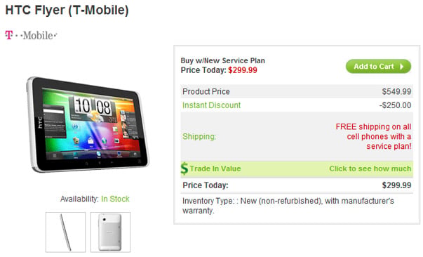 T-Mobile compatible HTC Flyer now available for $299.99