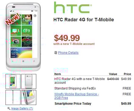 HTC Radar now available for $49.99 from Wirefly