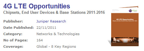 Juniper Research: Only 6% of users around the world will use LTE by 2016