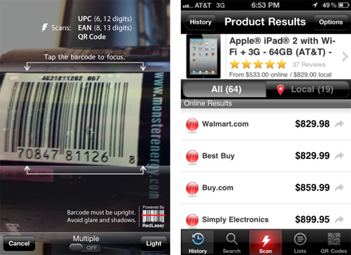 RedLaser 3.0 iOS app allows users to research, shop and buy products with in-store pick up option