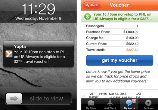 Yapta's iPhone app lets you track airfare prices, refund alerts