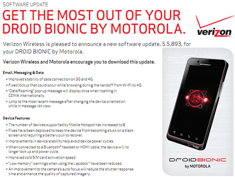 Verizon's Droid Bionic getting a big bug-fixing update soon