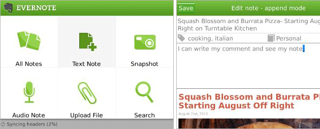 Evernote for BlackBerry updated with sync improvements, notebook filtering and more