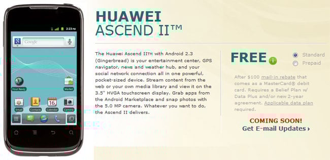 Huawei Ascend II hitting US Cellular next week