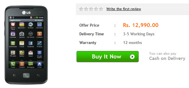 LG Optimus Hub available in India for $245