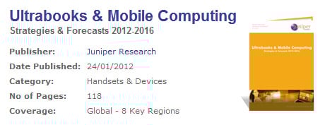 Juniper Research: Ultrabooks growth more than triple that of tablets over next 5 years