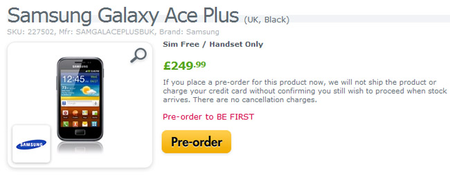 Samsung Galaxy Ace Plus hitting UK in February