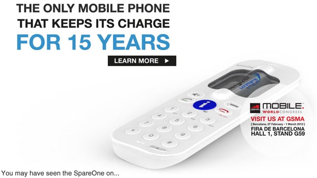 SpareOne phone runs off a single AA battery
