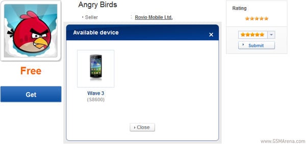 Angry Birds released for Bada-based Samsung Wave III