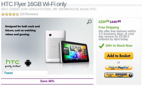 UK: HTC Flyer now available for 234.99 GBP