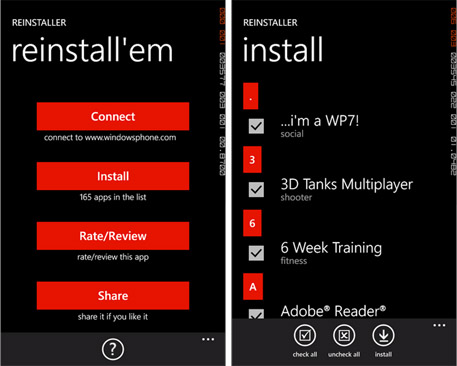 Reinstaller helps Windows Phone users quickly reinstall apps