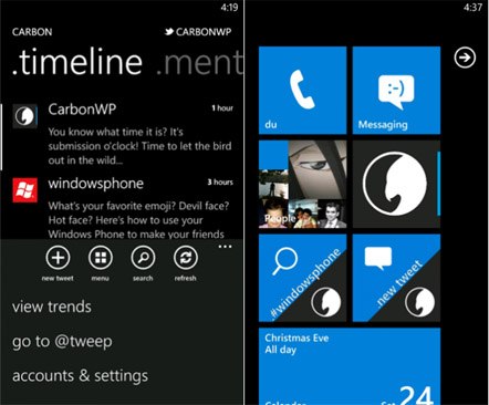 Carbon Twitter app hits the Windows Phone Marketplace