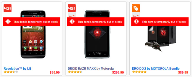 Droid RAZR MAXX temporarily out of stock on Verizon's website