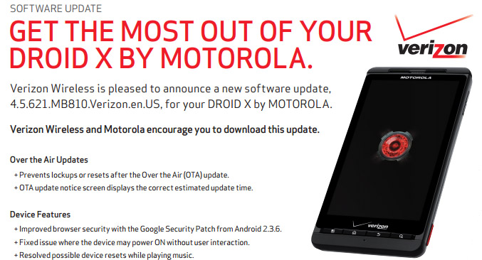 Verizon's Motorola Droid X to get a small firmware update