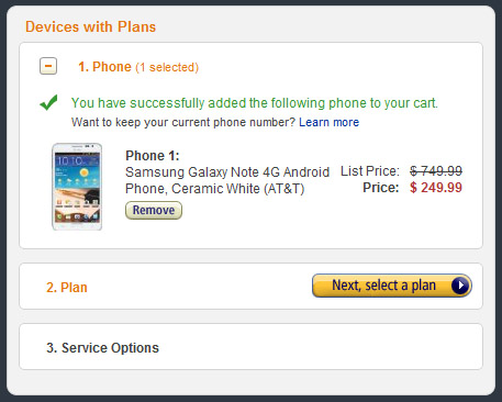 AT&T's Samsung Galaxy Note available for $249.99 at Amazon