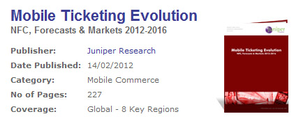 Juniper Research: Mobile NFC metro tickets to be used by 1 in 8 users in the US and Western Europe by 2016