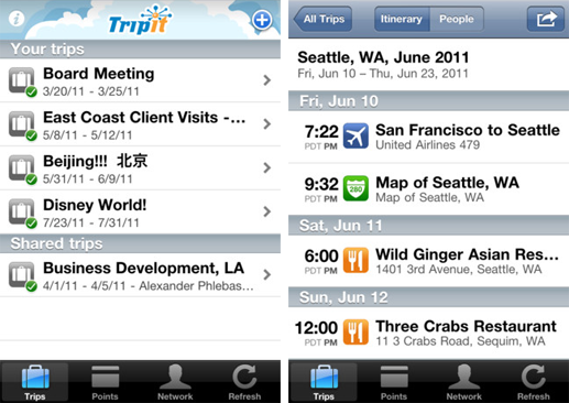 TripIt for iPhone now in version 3.0