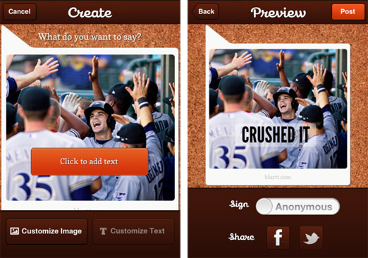 Blurtt for iOS adds images to messages