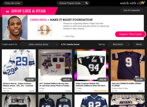 Watch With eBay for iPad connects TV shows with related products