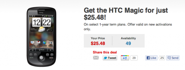 Original HTC Magic available on Canada's Rogers for $25.48/month on 1-year contract