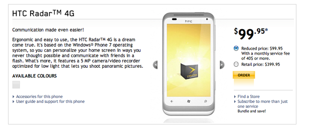 HTC Radar lands at Canada's Videotron