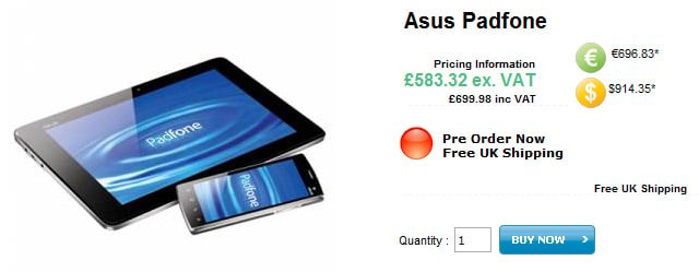 Asus Padfone available for pre-order for whopping 700 GBP