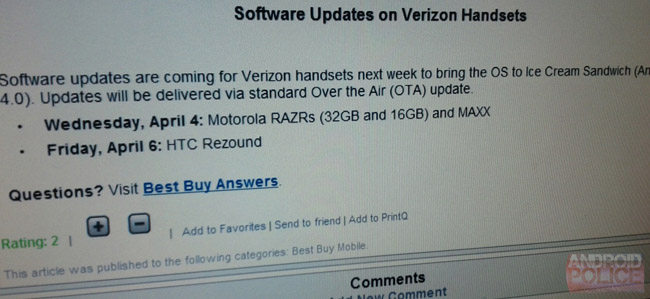 Verizon's DROID RAZR/RAZR MAXX, HTC Rezound getting ICS updates next week?