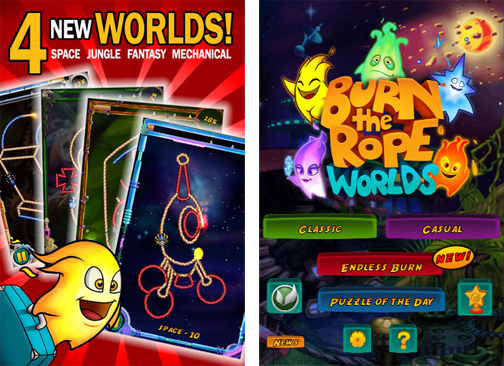 Burn the Rope: WORLDS for iPhone now free, iPad version - 99 cents