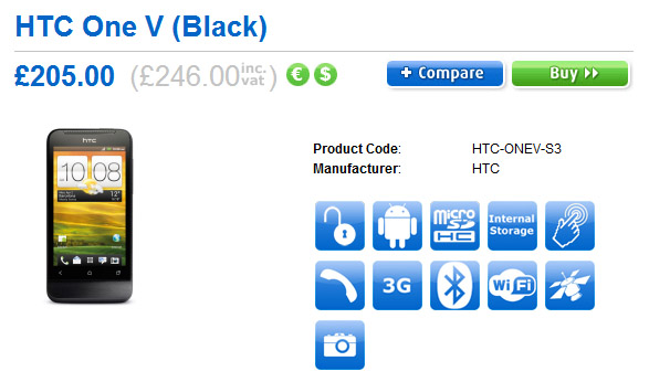 UK: HTC One V available unlocked for 246 GBP
