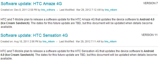 T-Mobile's HTC Amaze 4G, Sensation 4G getting Ice Cream Sandwich soon