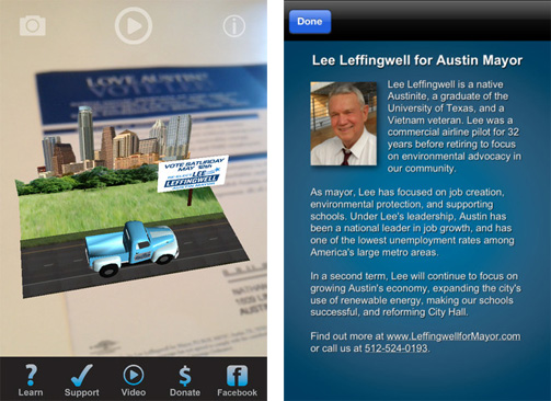 An augmented reality app made specifically for campaigns and elections