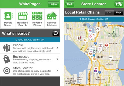 WhitePages' iOS app gets nearby search capability