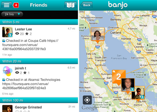 Banjo iOS app updated with friends on a map feature, better LinkedIn support and improved privacy controls