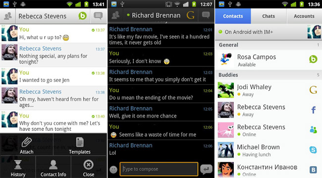 Multi-network chat client IM+ for Android updated with a bunch of new features